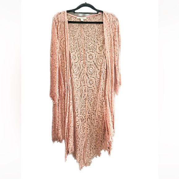 • Other - KIMONO 🌟 Long PINK Lace Kimono